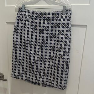 Banana Republic Navy and White Geometric Pencil Skirt